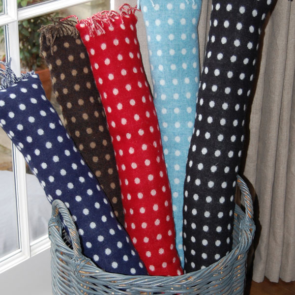 spot lambswool draught excluders